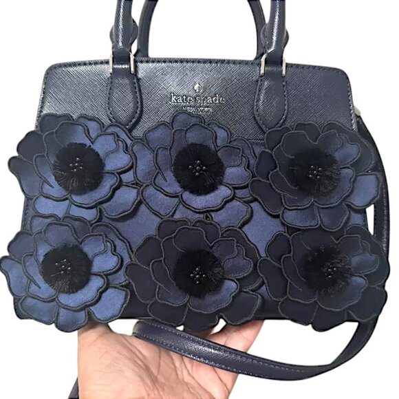 Upcoming Raffle Kate Spade NEW Blue Applique Embroidered Madison Satchel - Picture 3 of 10